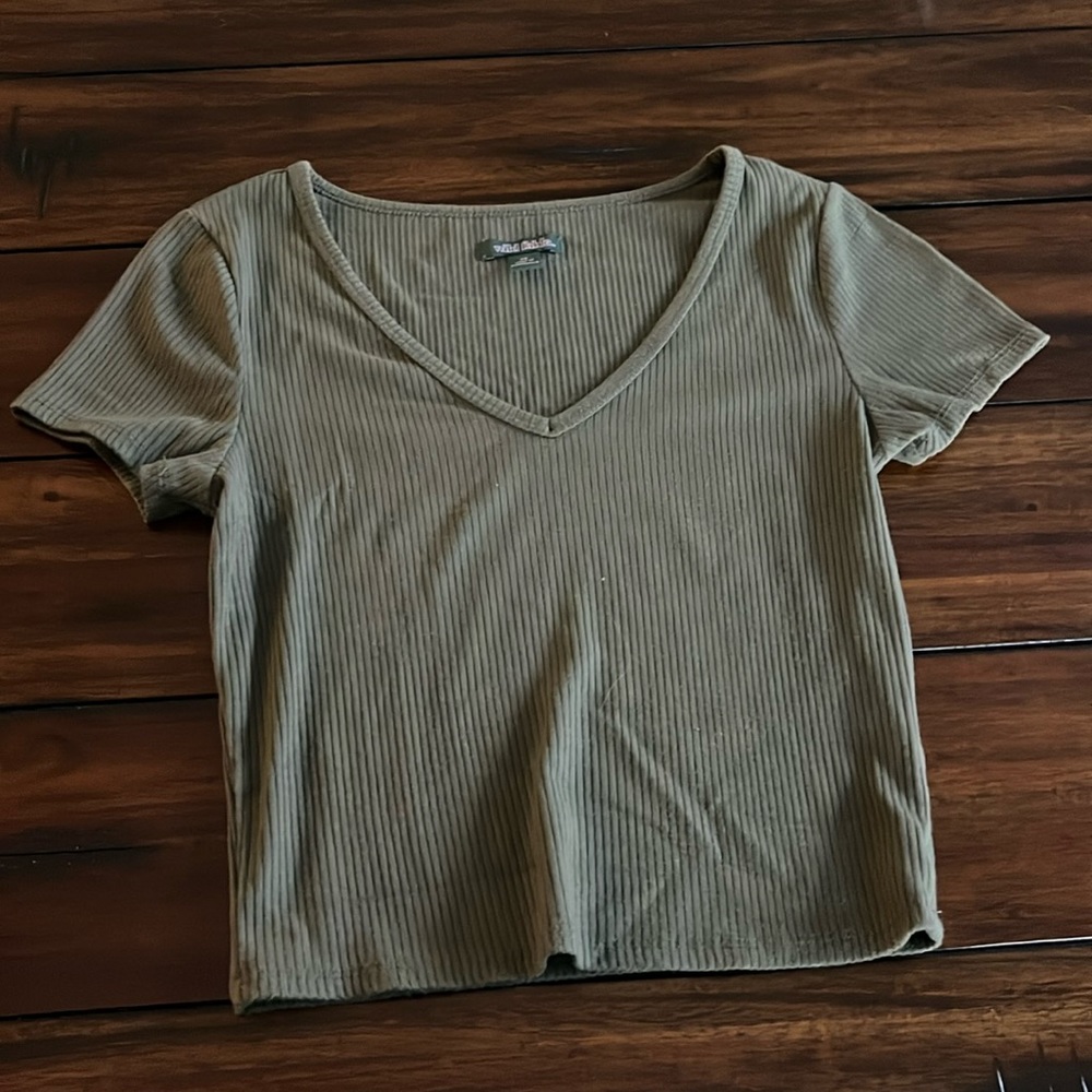 wild fable green ribbed top size extra small